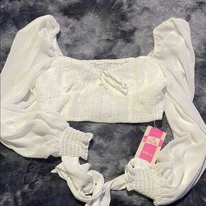 SHEIN White Puff Sleeve Blouse